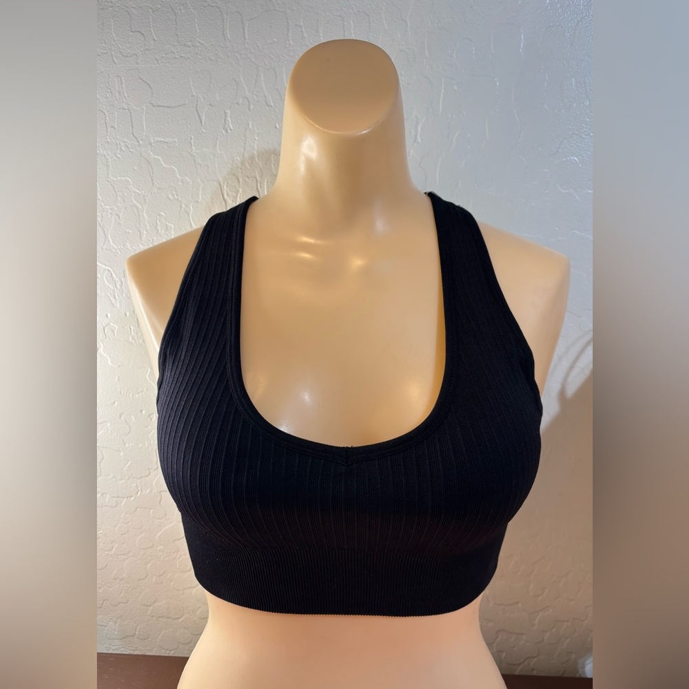 Black Racerback Sports Bra with Moisture-Wicking Fabric